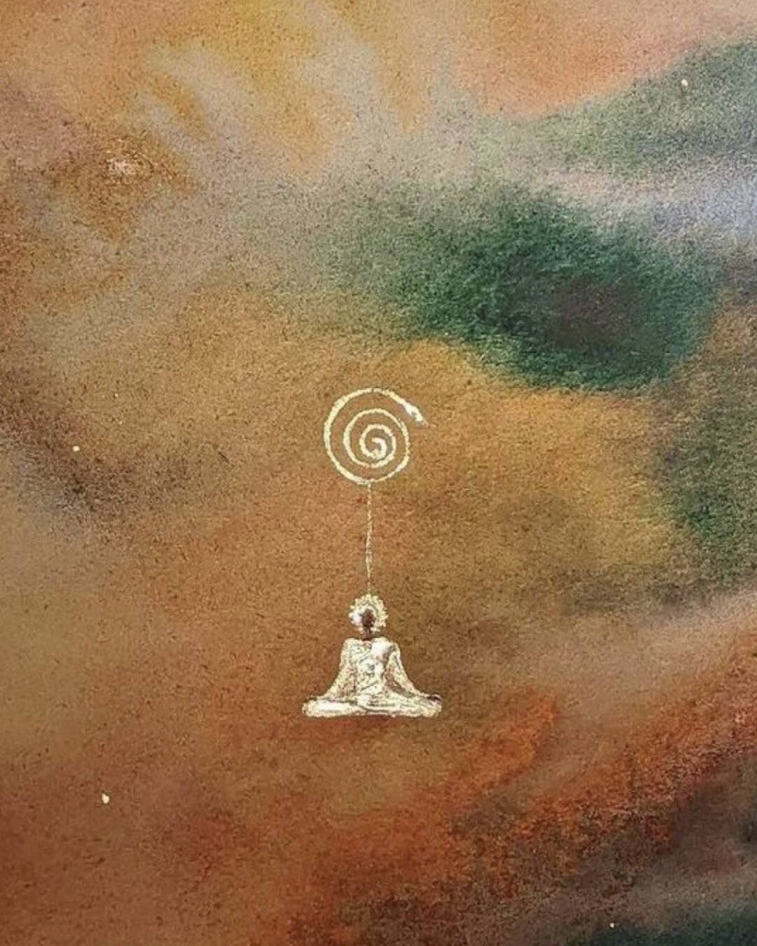 Meditation figure with spiral representing consciousness and neuroplasticity