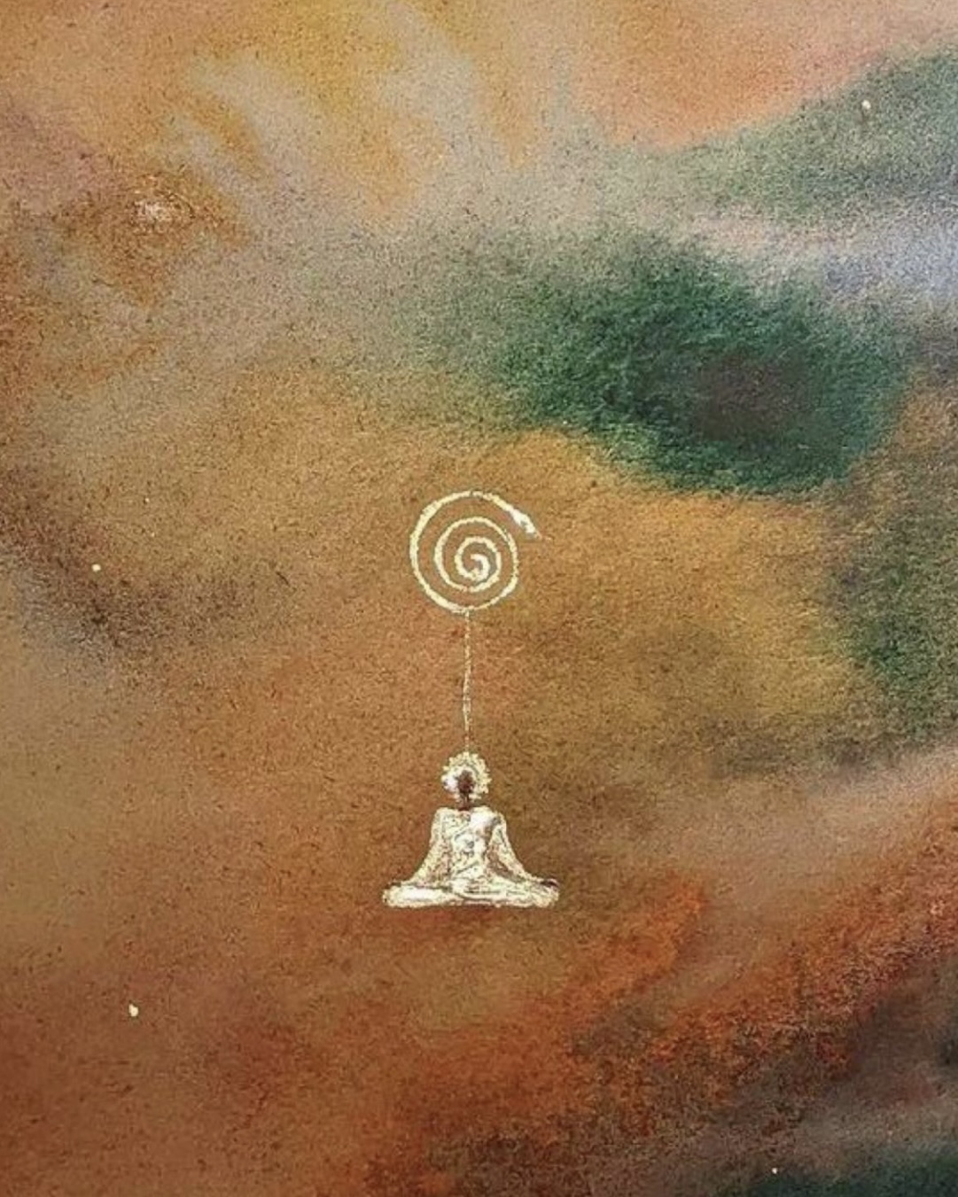Meditation figure with spiral representing consciousness and neuroplasticity